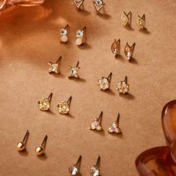 Accessorize London Women's Gold Pretty Stud Earrings - Pack of 10-image-102