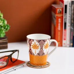 JCPL Printed Yellow Ceramic Coffee Mugs - Set Of 2 (350 ml each) image 1