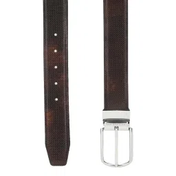 Louis Philippe Brown Leather Textured Reversible Belt for Men image 2