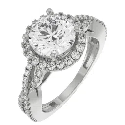 Emori 14k White Gold & Diamond Crossover Halo Eternity Ring image 1