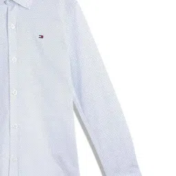 Tommy Hilfiger Kids White Base & Blue Printed Regular Fit Shirt image 4