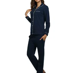 Nite Flite Navy Cotton Shirt With Pyjamas image 3
