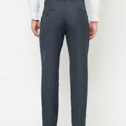 Cantabil Navy Blue Cotton Regular Fit Checks Trousers image 2