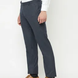 Cantabil Navy Blue Cotton Regular Fit Checks Trousers image 3