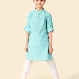 Fabindia Kids Blue Printed Full Sleeves Kurta-image-52