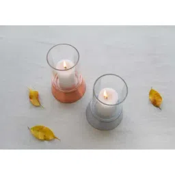 COPPRE Copper Birch Hurricane Lamp Shaped Candle Holder with Candle - Set of 1 image 4