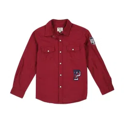 Pepe Jeans Kids Red Cotton Regular Fit Full Sleeves Shirt image 1