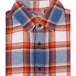 Pepe Jeans Kids Orange & Blue Cotton Chequered Full Sleeves Shirt image 3