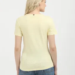TOMMY HILFIGER Light Yellow Cotton Slim Fit T-Shirt image 2