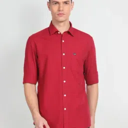 arrow sport Arrow Sports Red Cotton Slim Fit Shirt-picture-39