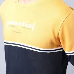 Cantabil Mustard & Blue Regular Fit Colour Block Sweatshirt image 5