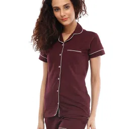 Nite Flite Maroon Cotton Shirt With Shorts image 3