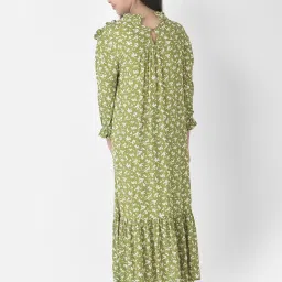 Crimsoune Club Kids Green Printed Full Sleeves Dress image 2