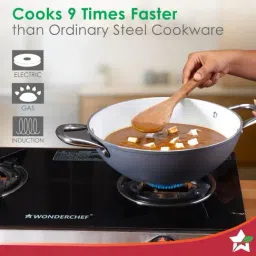 Wonderchef Grey Ceramic Eco-Glide Kadhai with Glass Lid (4.3 L) image 4