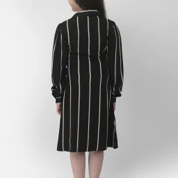 Crimsoune Club Kids Black Striped Full Sleeves Dress image 2