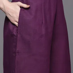 Indo Era Women Purple Yoke Design Kurta with Palazzos image 3