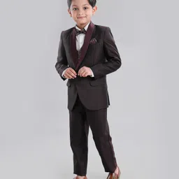 Robo Fry Full Sleeves Party Wear Suit With Waistcoat & Blazer - Purple-picture-17