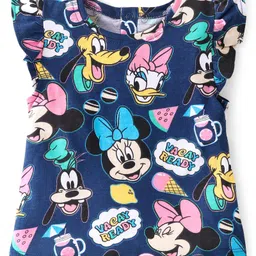 Babyhug Disney 100% Cotton Knit Half Sleeves Top With Minnie Mouse Print & Frill Detailing - Navy Blue-picture-25
