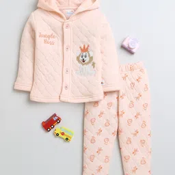 BUMZEE Full Sleeves Lion Printed Winter Wear Set - Peach-image-26