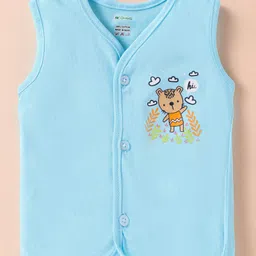 OHMS Single Jersey Knit Sleeveless Jhabla with Bear Print - Aqua Blue-image-30