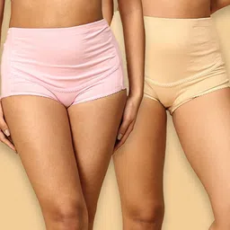 The Mom Store Cotton Pack Of 2 Solid High Waist Support Maternity Panties - Beige & Pink-picture-19