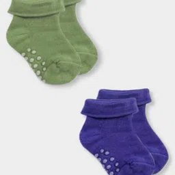 Mi Arcus Knit Pack Of 2 Solid Anti Skid Socks - Green & Blue-picture-38