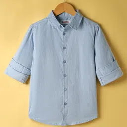 kookie kids india Kookie Kids Cotton Woven Full Sleeves Solid Color Shirt - Blue-picture-25