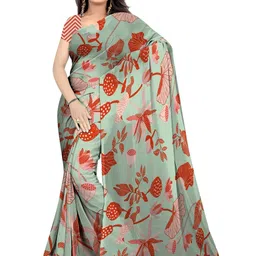 SHIVAM FABRICS Floral Poly Georgette Saree image 1