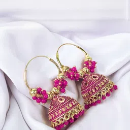 JaiShree Jewels Brass Plated Dome Shaped Jhumkas-picture-37