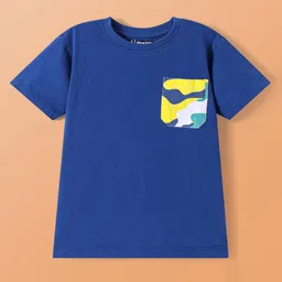 Pine Kids Single Jersey Knit Half Sleeves T-Shirt & Short Night Suitwith Abstract Print - Navy Blue image 2