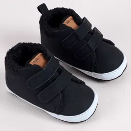 Babyoye Velcro Closure Solid Booties - Black image 2