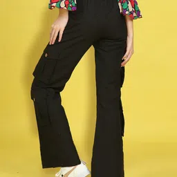 Cutiekins Woven Solid Cargo Pants - Black image 3