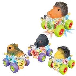 NEGOCIO Unbreakable Friction Pull Back Push and Go Monster Figure Gear Car Vehicles Toy Set for Kids|Girls|Boys with Light.- PACK OF 1- COLOR MAY VARY image 3