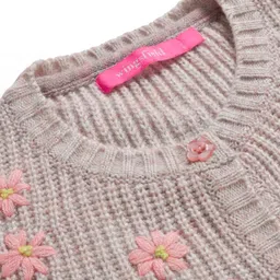 Wingsfield Full Sleeves Floral Embroidered Sweater - Pink image 3