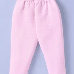 Simply Cotton Knit Full Sleeves Front Open Winter Night Suit With Bear Applique - Pink image 4