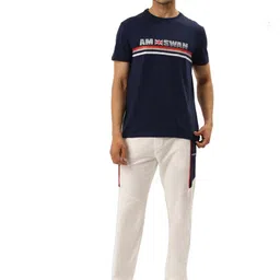AMSWAN Men Typography Printed Applique T-shirt image 5