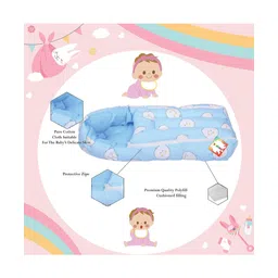 Kwitchy New Born Baby Bedding Set Gift Combo Pack of Net Bed Sleeping Bag & Plastic Sheets - Blue image 5