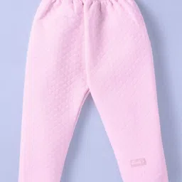 Simply Cotton Knit Full Sleeves Front Open Winter Night Suit With Bear Applique - Pink image 5