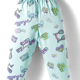 Smarty Girls Sinker Knit Full Sleeves Co-Ord Nightsuit With Gaming Theme Print - Light Blue image 5