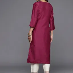 Varanga Ethnic Motifs Yoke Design Thread Work Silk Kurta image 5