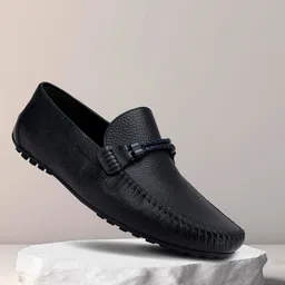 ROSSO BRUNELLO Men Textured Leather Driving Shoes image 1