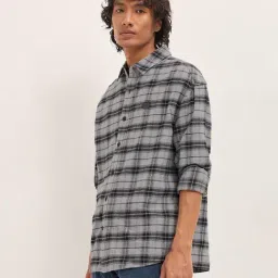 The Bear House Grey Cotton Checked Regular Fit Shirt image 3
