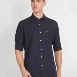 Arrow Sports Navy Cotton Slim Fit Shirt-image-49