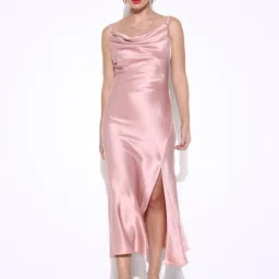 showoffff Showoff Pink Satin Regular Fit Dress image 1