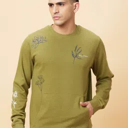 Being Human Dark Green Regular Fit Printed Sweatshirt image 1