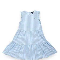 Tommy Hilfiger Girls Blue Solid Regular Fit Casual Dress image 1