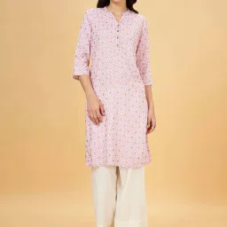 Rangmanch by Pantaloons Pink Printed Straight Kurta image 1
