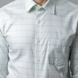 Cantabil Light Green Cotton Regular Fit Checks Shirt image 5