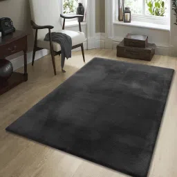 Obsessions Dark Grey Imitation Rabbit Fur Shaggy Carpet - Large image 1