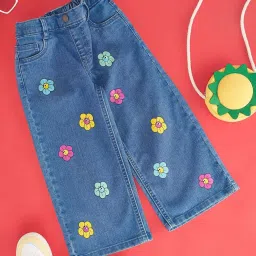 Pantaloons Junior Kids Medium Blue Cotton Regular Fit Jeans image 1